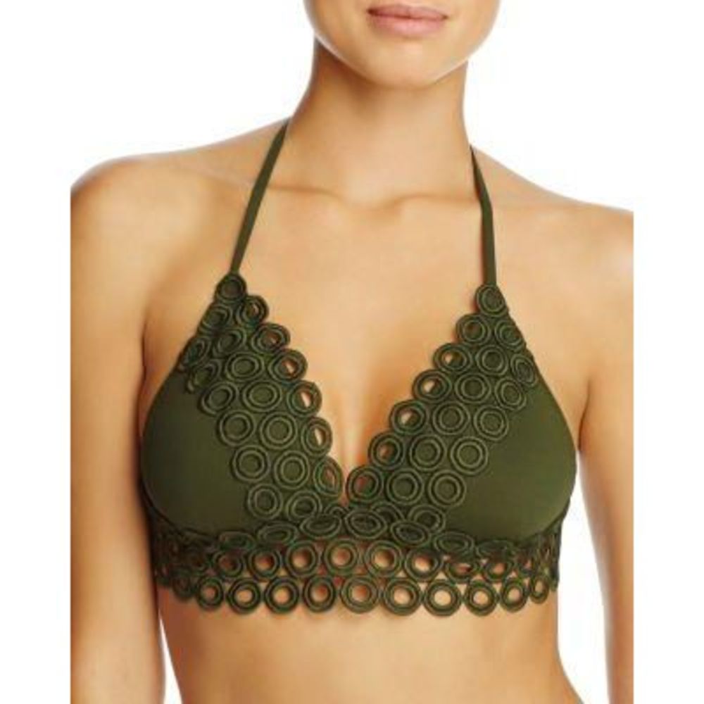 Becca Siren Eyelet Halter Bikini Top Bayleaf Small